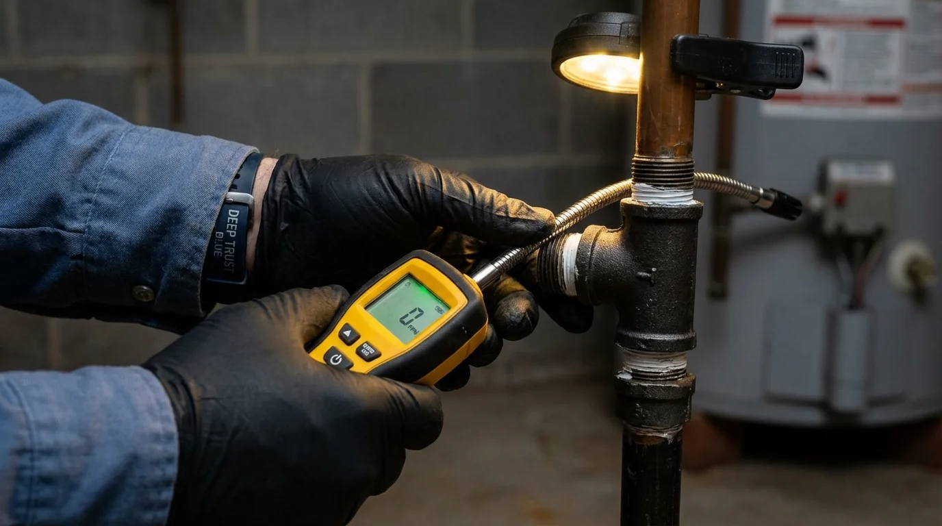 Gas leak detection with electronic sniffer by Johns Plumbing LLC in Helper